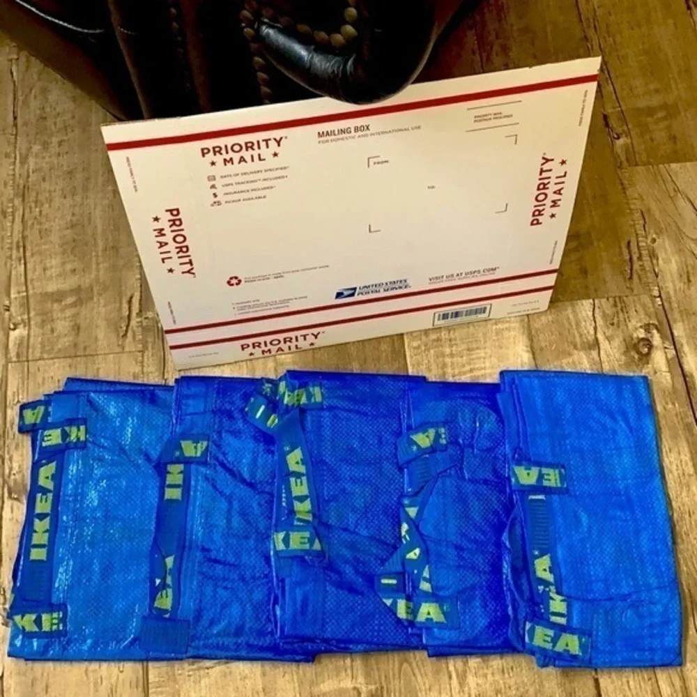 5 Ikea BAGS blue sturdy carrying plastic storage Spring Cleaning 🧽 no zippers